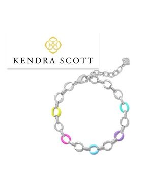 NWT [Kendra Scott] Kelsey Silver Chain Bracelet in Multi Color Mix